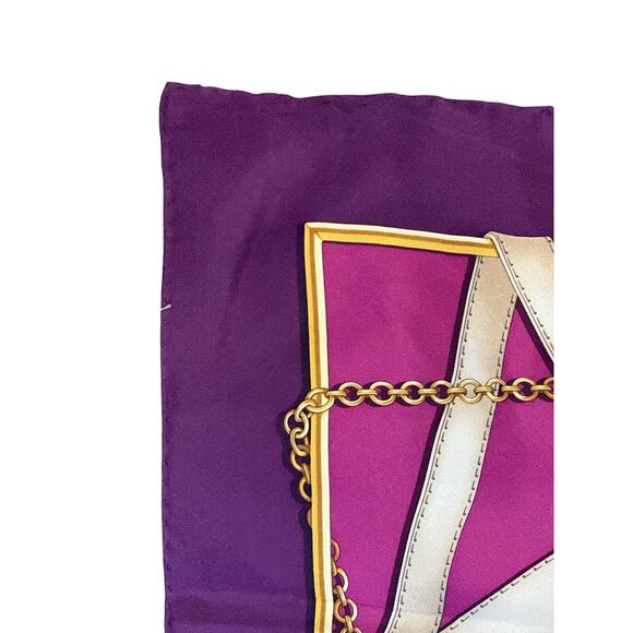 Gucci Chain & Straps Silk Twill Square Purple Scarf*BEAUTIFUL condition - Picture 4 of 7